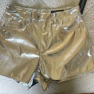 BLANKNYC faux leather silver shorts size 28